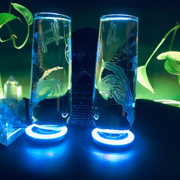 His and Hers Till Death Do Us Part Etched Stemless Champagne Glasses - Picture 6 of 9